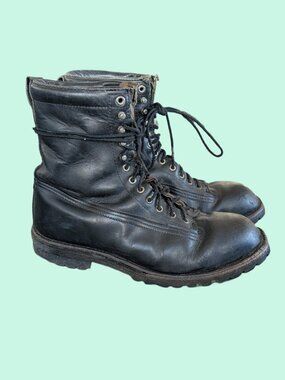 Vintage Men's Black Leather Lace Up Work / Hiking Boots - Size 11